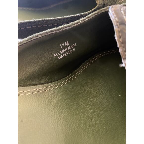 PIERRE DUMAS Kitten Heel Mule Croc Embossed Suede Deep Green Gold Buckle Sz. 11M - Picture 5 of 15